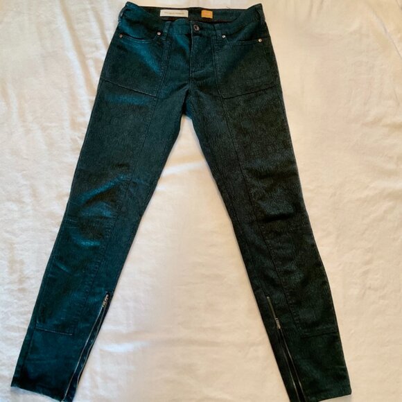 Anthropologie Pilcro and The Letterpress Green Jacquard Ankle Zip‎ Pants… - Picture 1 of 13